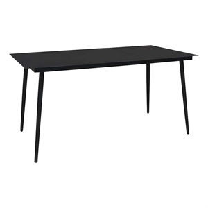 vidaXL Patio Dining Table Black 59.1&quotx31.5&quotx29.1&quot Steel and Glass