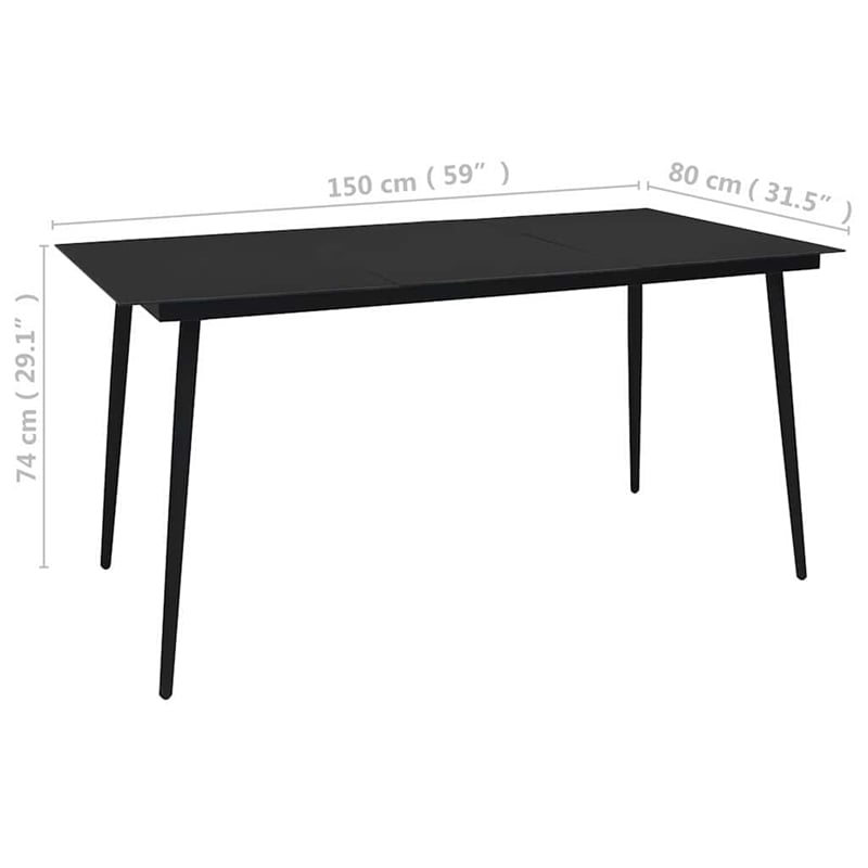 vidaXL Patio Dining Table Black 59.1