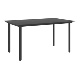 vidaXL Patio Dining Table Black 59.1&quotx31.5&quotx29.1&quot Steel and Glass