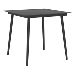 vidaXL Patio Dining Table Black 31.5&quotx31.5&quotx29.1&quot Steel and Glass