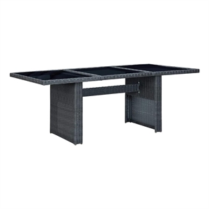 vidaXL Patio Table Dark Gray Poly Rattan and Tempered Glass