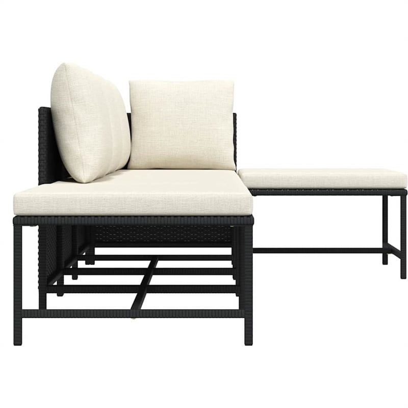 vidaXL 5 Piece Patio Sofa Set with Cushions Black Poly Rattan