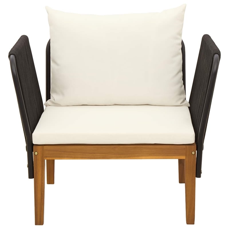 vidaXL Garden Chair with Cushions Solid Acacia Wood & Rope Natural