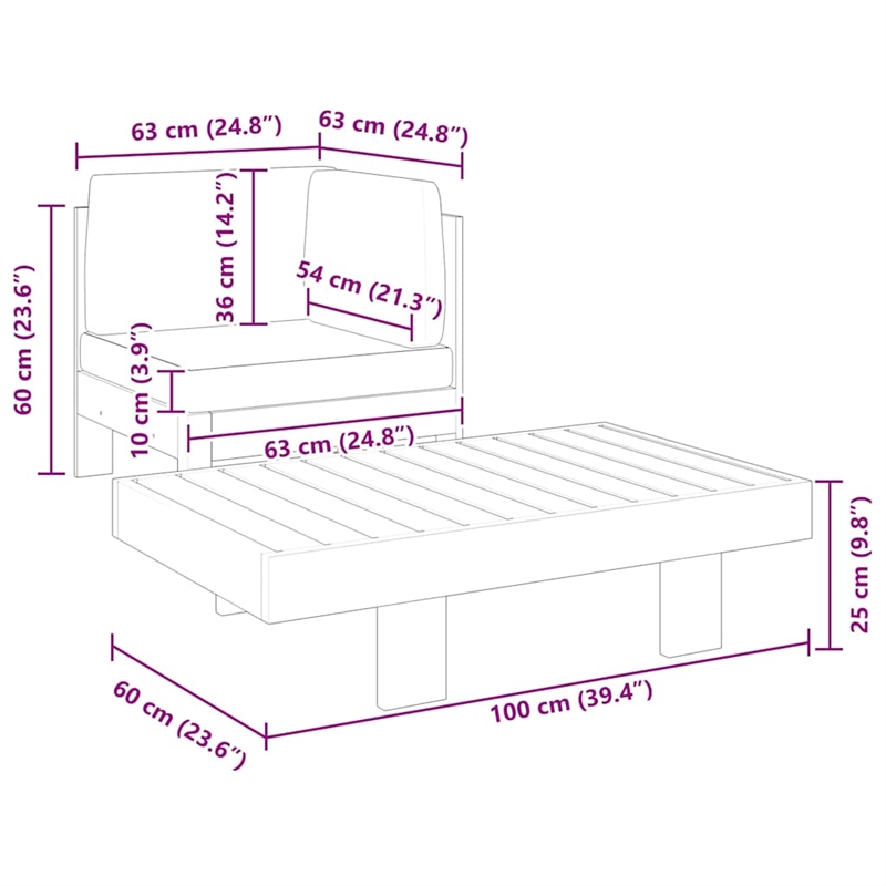 vidaXL 2 Piece Patio Lounge Set with Cream White Cushions Acacia Wood
