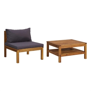 vidaXL 2 Piece Patio Sofa Set with Dark Gray Cushions Acacia Wood