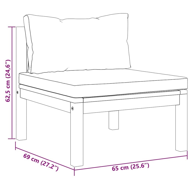 vidaXL 2 Piece Patio Sofa Set with Cream White Cushions Acacia Wood