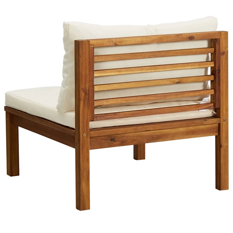 vidaXL 2 Piece Patio Sofa Set with Cream White Cushions Acacia Wood