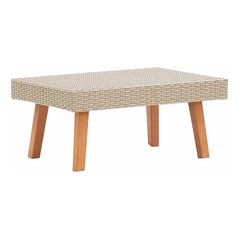 vidaXL Patio Coffee Table Poly Rattan Beige