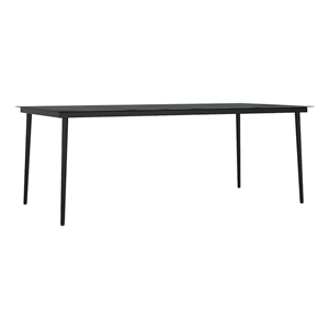 vidaXL Patio Dining Table Black 78.7&quotx39.4&quotx29.1&quot Steel and Glass