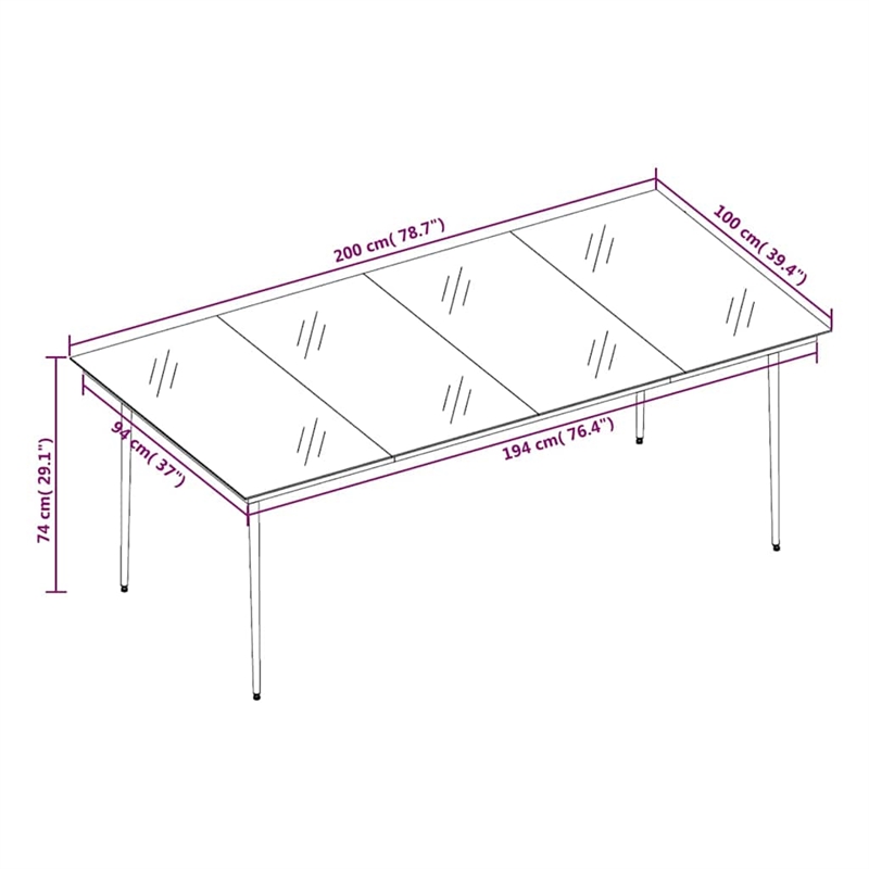 vidaXL Patio Dining Table Black 78.7