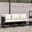 vidaXL 3 Piece Patio Sofa Set with Cushions Black Poly Rattan