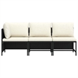 vidaXL 3 Piece Patio Sofa Set with Cushions Black Poly Rattan