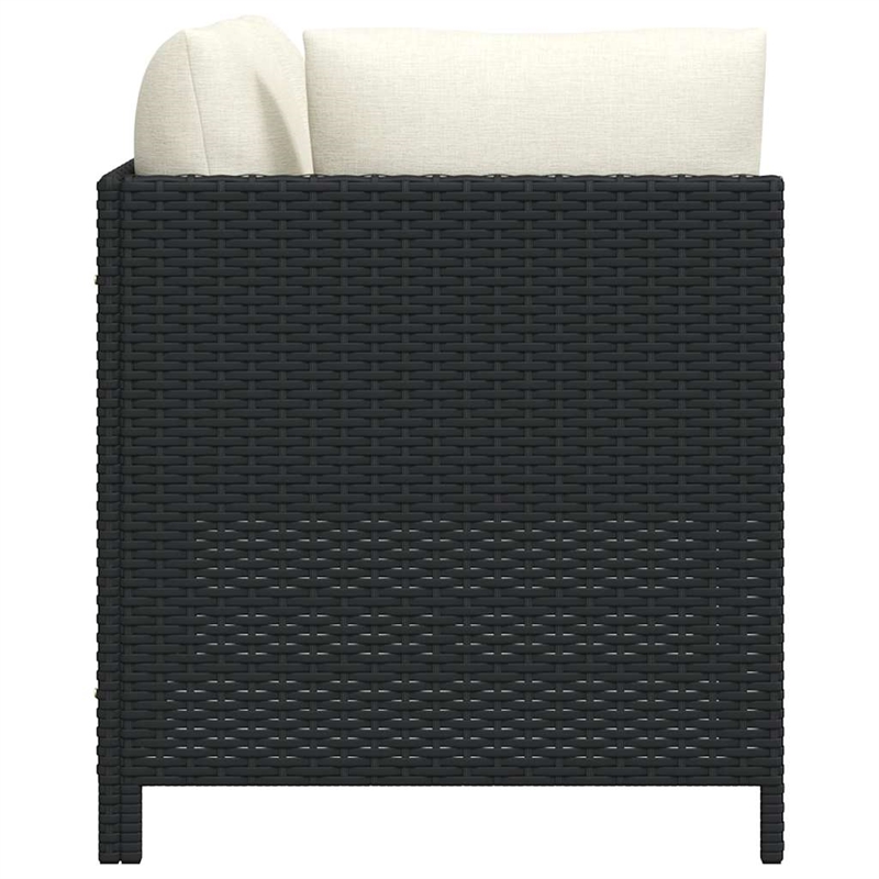 vidaXL 3 Piece Patio Sofa Set with Cushions Black Poly Rattan