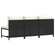 vidaXL 3 Piece Patio Sofa Set with Cushions Black Poly Rattan