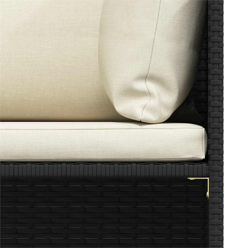 vidaXL 3 Piece Patio Sofa Set with Cushions Black Poly Rattan