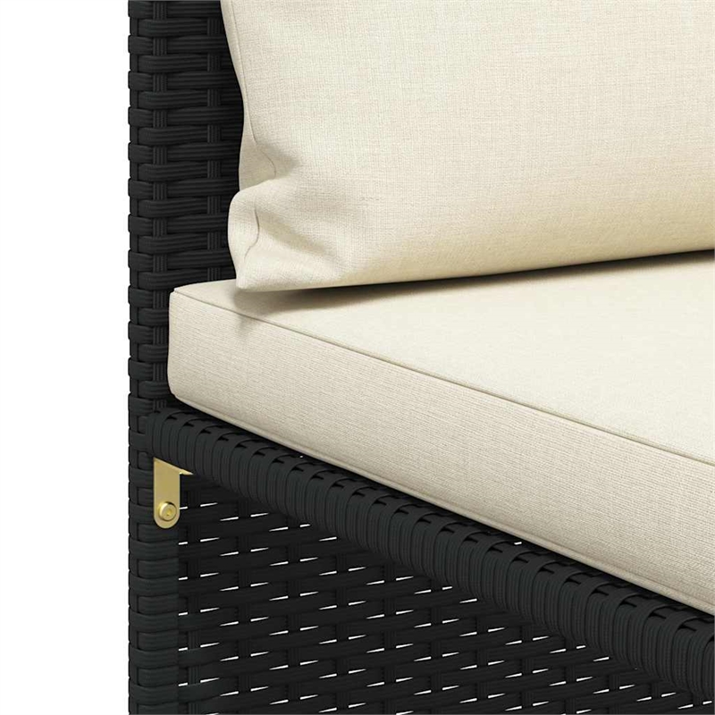 vidaXL 3 Piece Patio Sofa Set with Cushions Black Poly Rattan