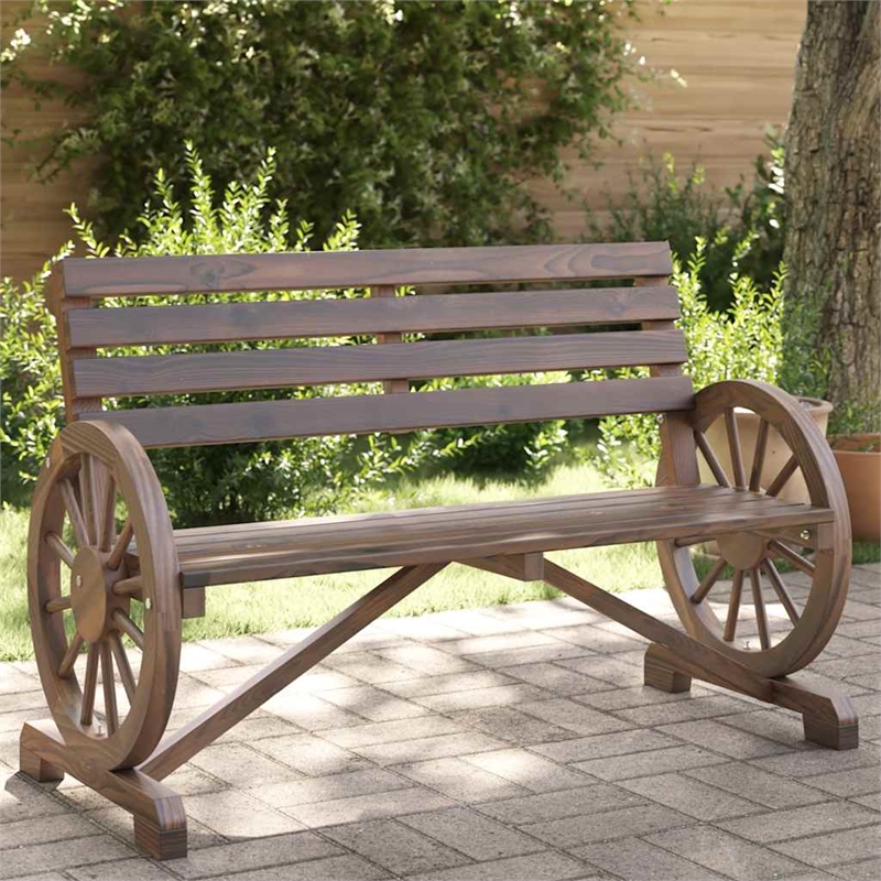 vidaXL Patio Bench 2-Seater Solid Wood Fir