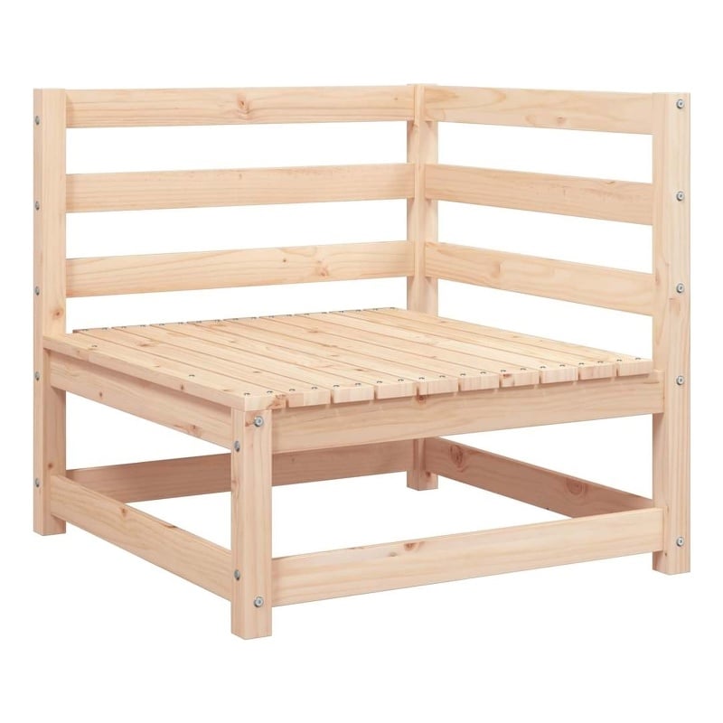 vidaXL Patio Corner Sofa with Gray Cushions Solid Wood Pine