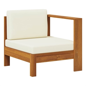 vidaXL Middle Sofa with 1 Armrest Cream White Solid Acacia Wood