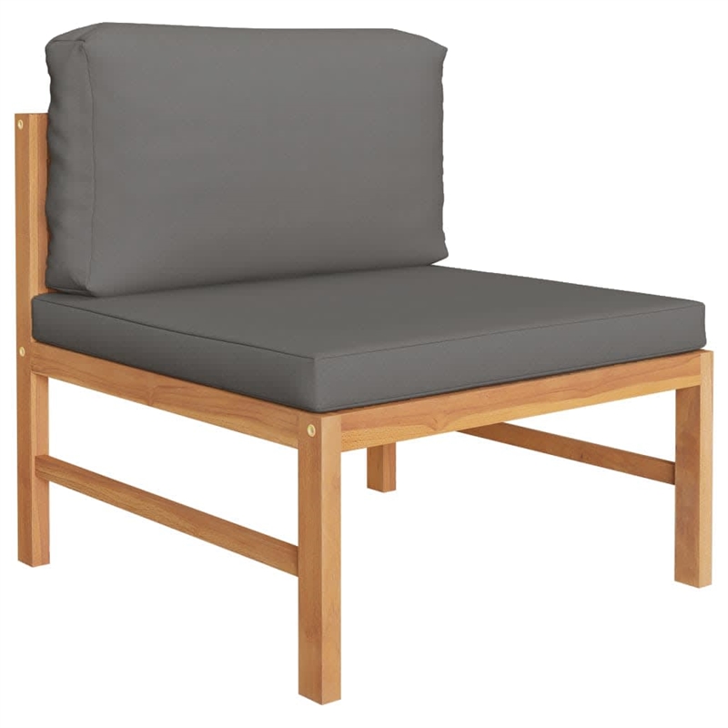 vidaXL 3 Piece Patio Lounge Set with Dark Gray Cushions Teak Wood