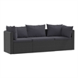 vidaXL 3 Piece Patio Sofa Set with Cushions Poly Rattan Black