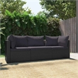 vidaXL 3 Piece Patio Sofa Set with Cushions Poly Rattan Black