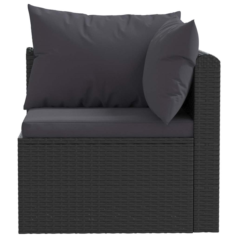 vidaXL 3 Piece Patio Sofa Set with Cushions Poly Rattan Black