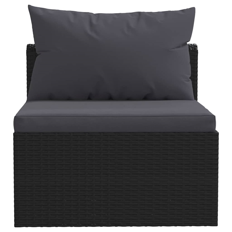 vidaXL 3 Piece Patio Sofa Set with Cushions Poly Rattan Black