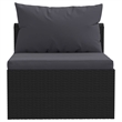 vidaXL 3 Piece Patio Sofa Set with Cushions Poly Rattan Black