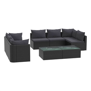 vidaXL 9 Piece Patio Lounge Set with Cushions Poly Rattan Black