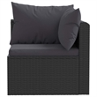 vidaXL 9 Piece Patio Lounge Set with Cushions Poly Rattan Black