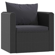 vidaXL 9 Piece Patio Lounge Set with Cushions Poly Rattan Black