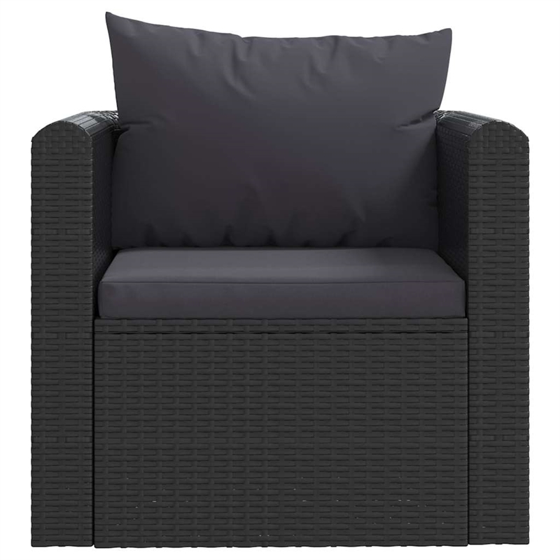vidaXL 9 Piece Patio Lounge Set with Cushions Poly Rattan Black