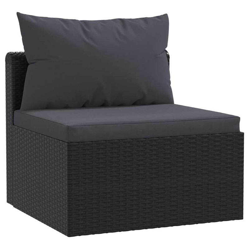 vidaXL 9 Piece Patio Lounge Set with Cushions Poly Rattan Black
