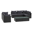 vidaXL 9 Piece Patio Lounge Set with Cushions Poly Rattan Black