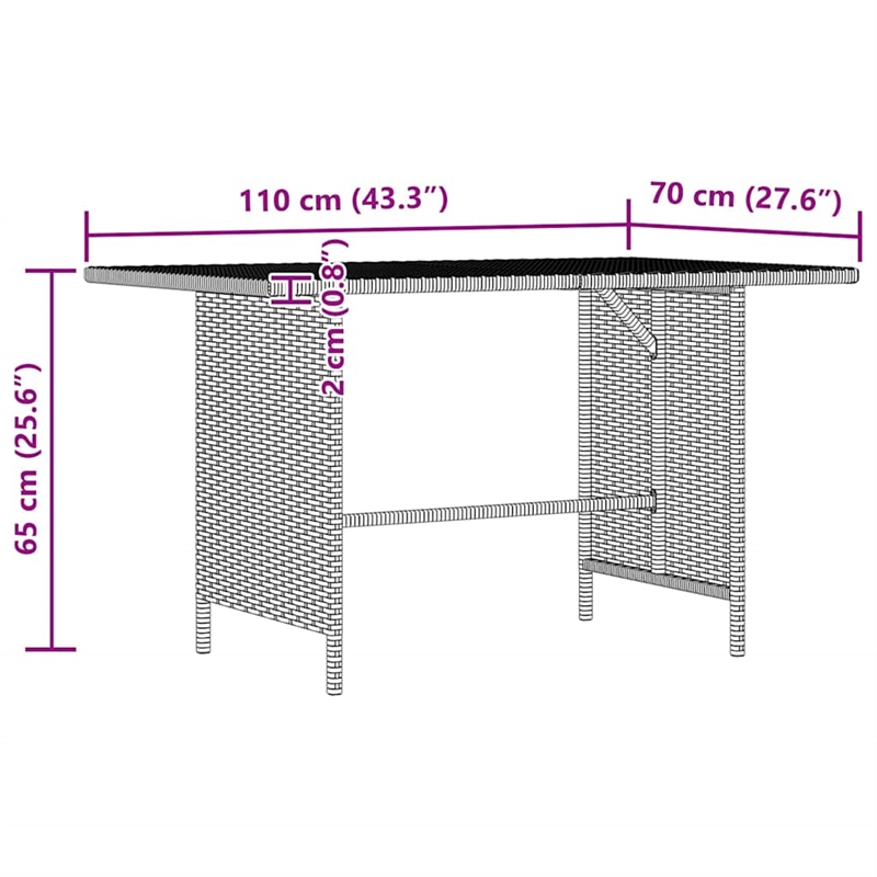 vidaXL Patio Dining Table Black 43.3