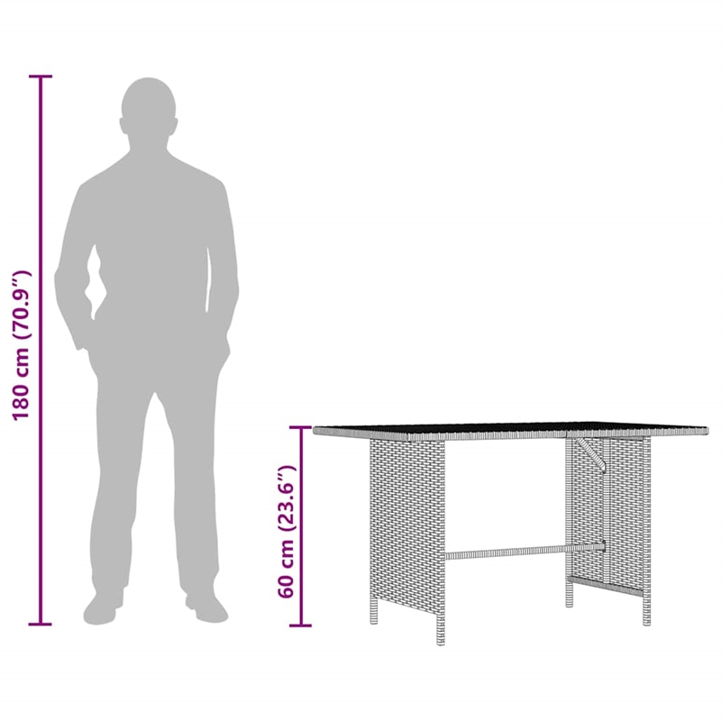 vidaXL Patio Dining Table Black 43.3