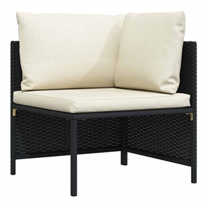 vidaXL Sectional Corner Sofa with Cushions Black Poly Rattan