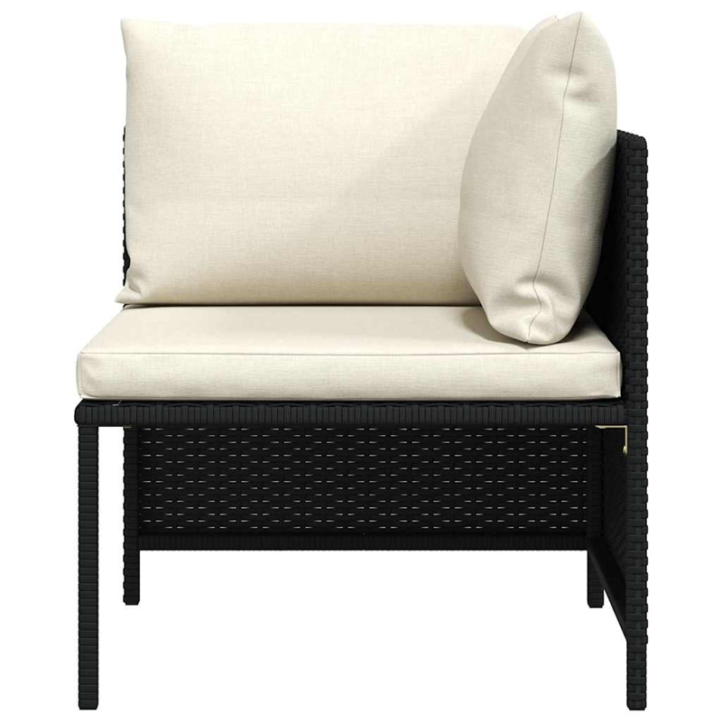 vidaXL Sectional Corner Sofa with Cushions Black Poly Rattan