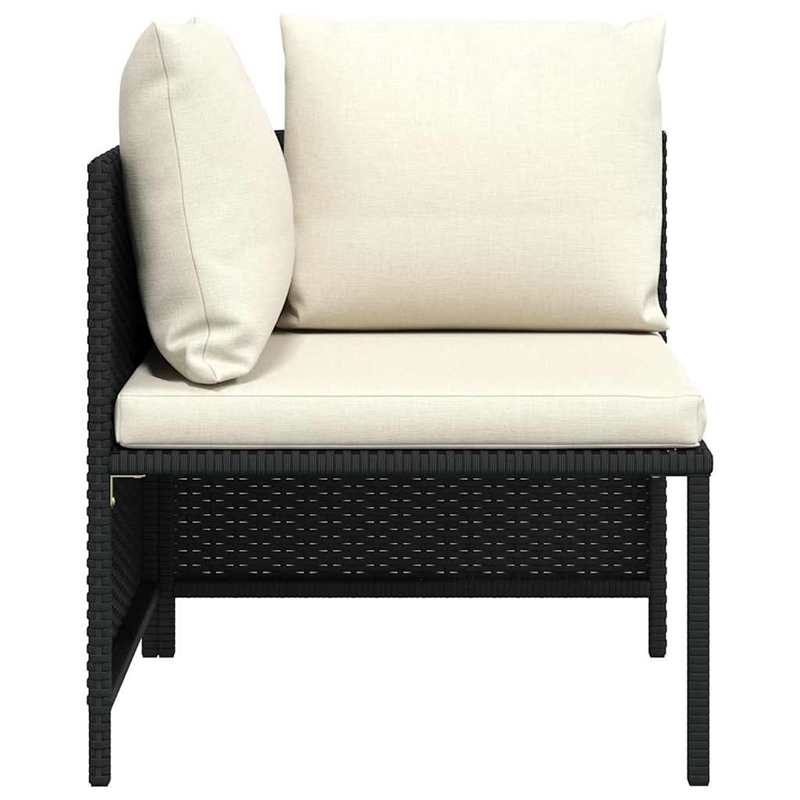 vidaXL Sectional Corner Sofa with Cushions Black Poly Rattan