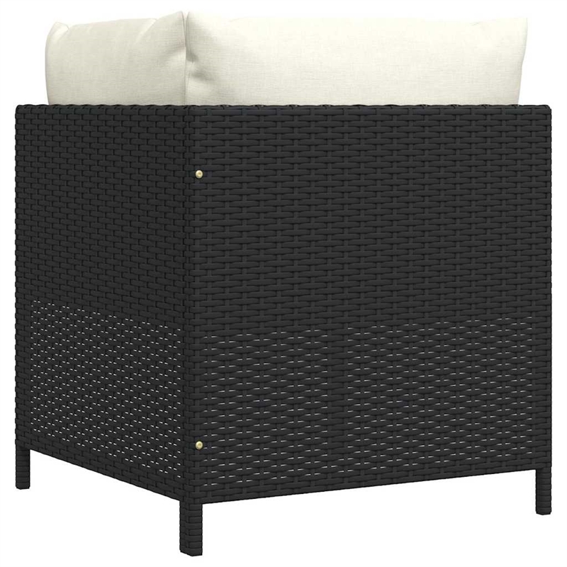 vidaXL Sectional Corner Sofa with Cushions Black Poly Rattan