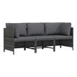vidaXL 3-Seater Patio Sofa with Cushions Gray Poly Rattan