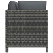 vidaXL 3-Seater Patio Sofa with Cushions Gray Poly Rattan