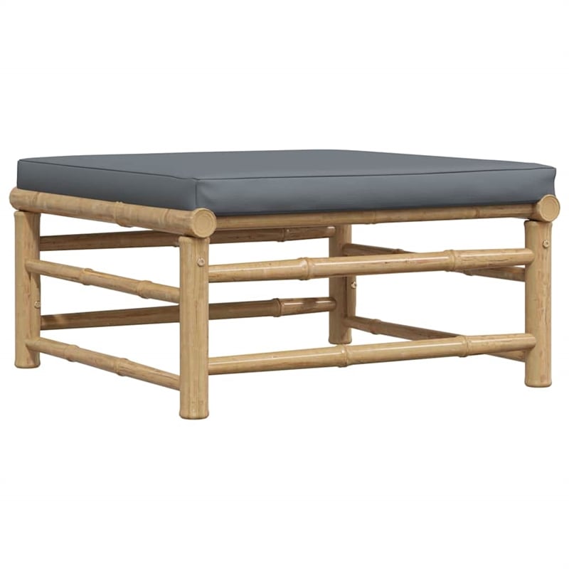 vidaXL 3 Piece Patio Lounge Set with Dark Gray Cushions Bamboo