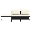 vidaXL 3 Piece Patio Sofa Set with Cushions Black Poly Rattan
