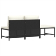 vidaXL 3 Piece Patio Sofa Set with Cushions Black Poly Rattan