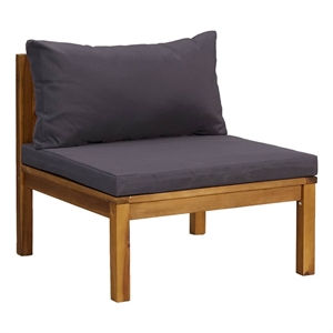 vidaXL Sectional Middle Sofa with Dark Gray Cushions Solid Acacia Wood
