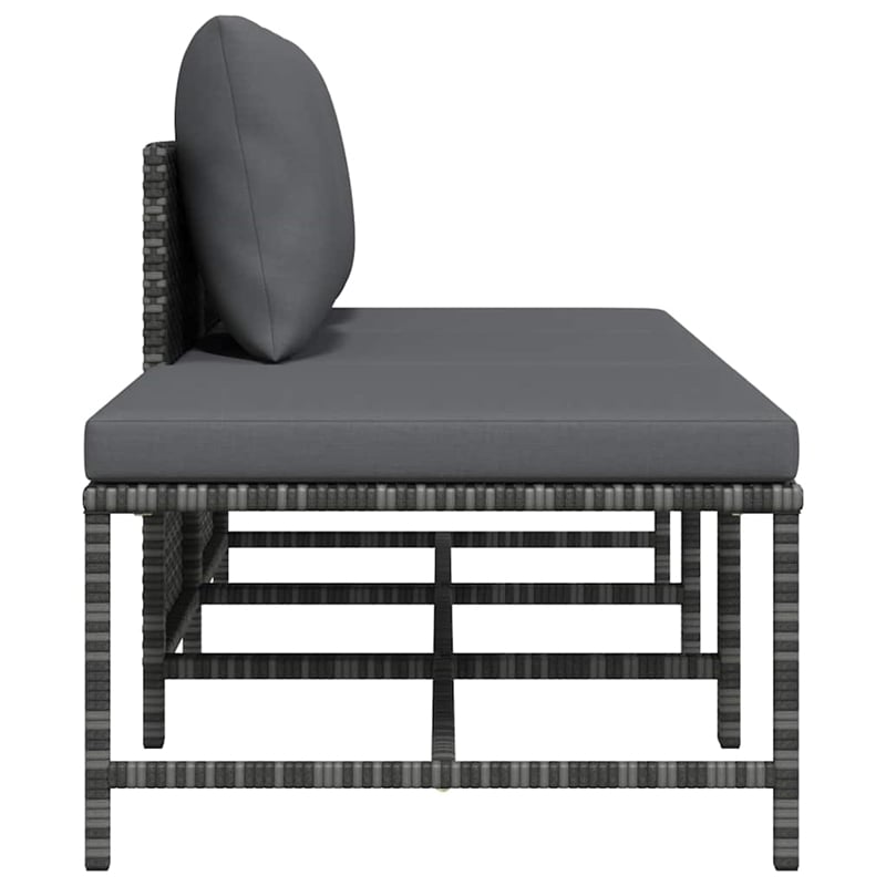 vidaxl 3 piece patio sofa set with cushions gray poly rattan