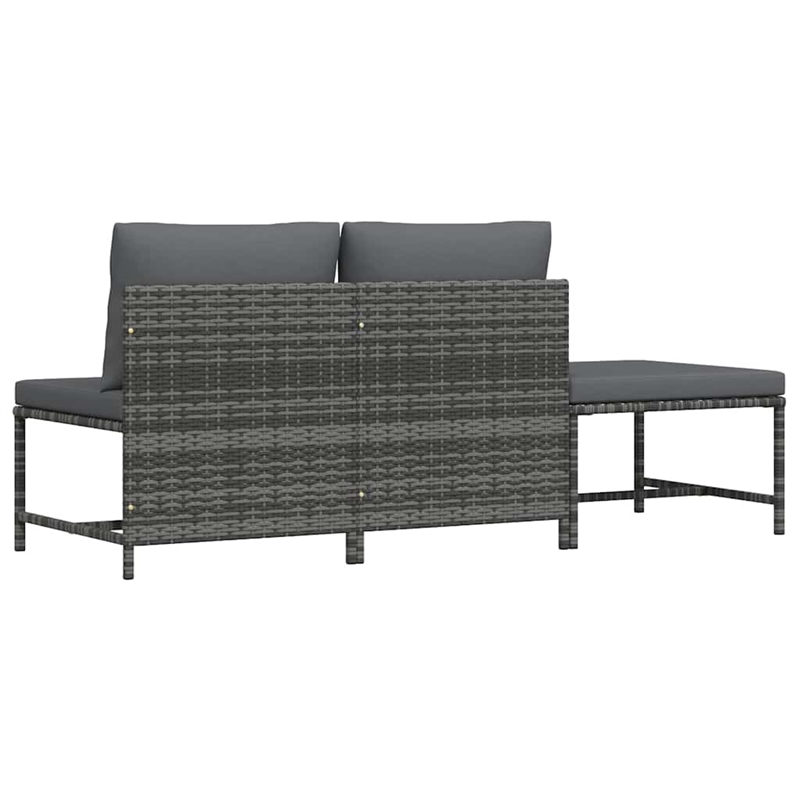 vidaxl 3 piece patio sofa set with cushions gray poly rattan