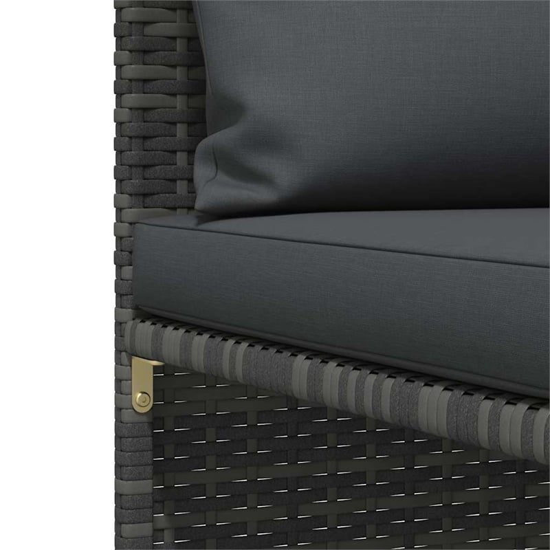 vidaxl 3 piece patio sofa set with cushions gray poly rattan